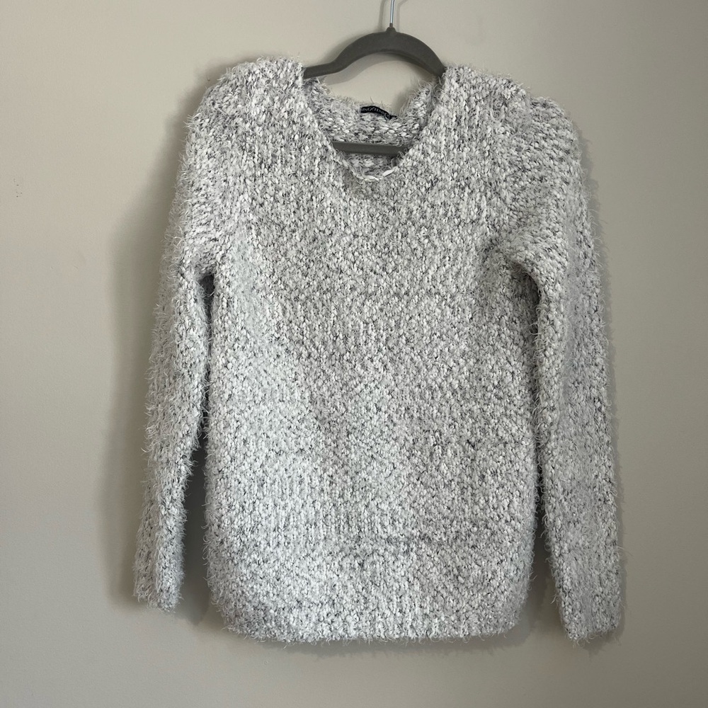 Eyelash soft grey cozy sweater y2k style small casual